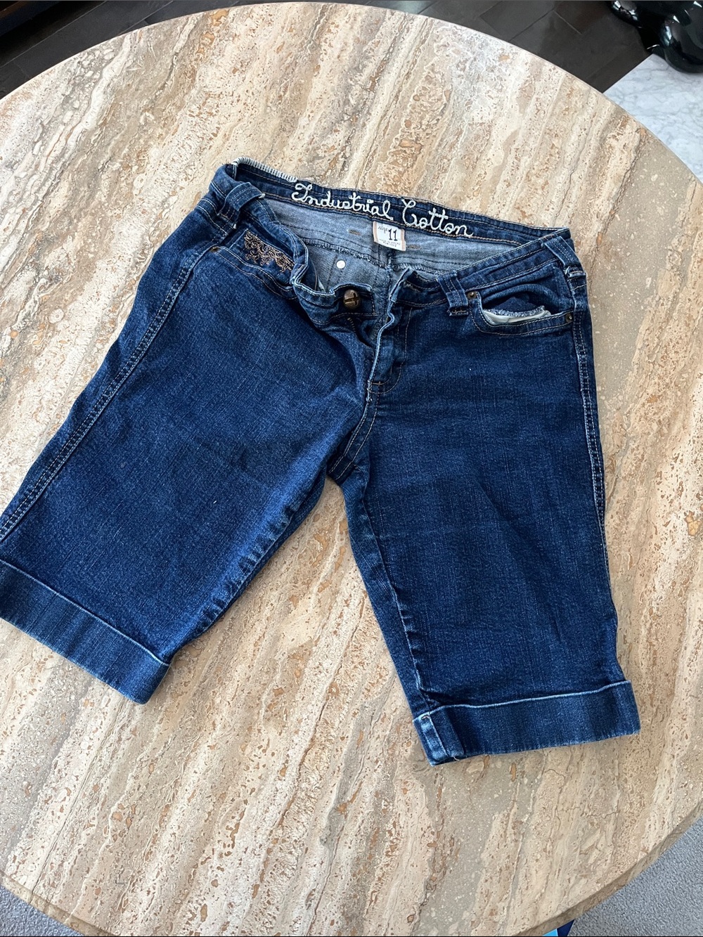 Industrial Cotton Dark Wash Denim Bermuda Shorts